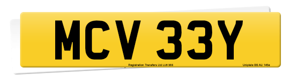 Registration number MCV 33Y